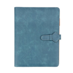 Elegant Blue Leather Notebook with Unique Strap Closure