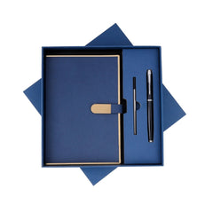 Elegant Blue Notebook and Pen Set with Magnetic Closure