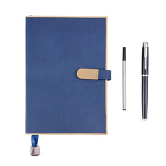 Elegant Blue Notebook and Pen Set with Magnetic Closure