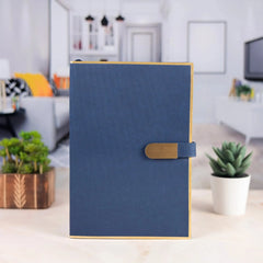 Elegant Blue Notebook and Pen Set with Magnetic Closure