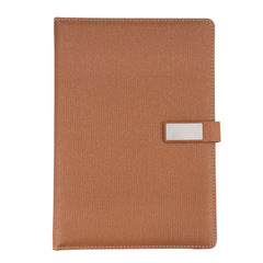 Elegant Tan Leather Notebook with Metal Clasp