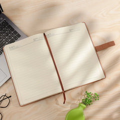 Elegant Tan Leather Notebook with Metal Clasp