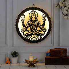 Hanuman Wooden Wall Decor Lamp with LED Light – Handcrafted Sconce for Spiritual Home Decor – Perfect for Living Room, Bedroom, and Temple Lighting