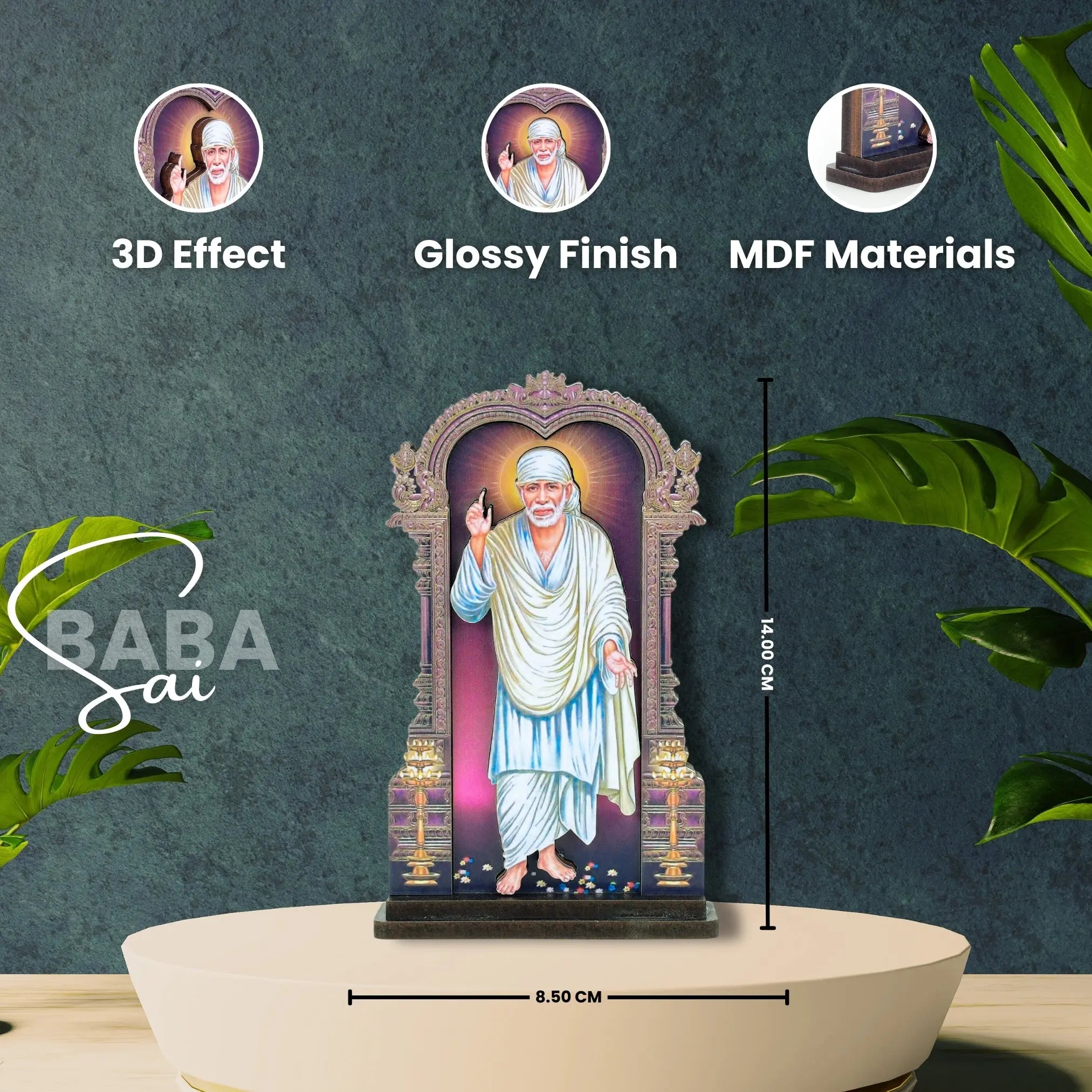 Handcrafted 3D Sai Baba Wooden Statue - Spiritual Home Decor, Pooja Room Idol, Shirdi Sai Baba Murti for Meditation and Gifting The-Laser-Art