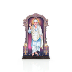 Handcrafted 3D Sai Baba Wooden Statue - Spiritual Home Decor, Pooja Room Idol, Shirdi Sai Baba Murti for Meditation and Gifting The-Laser-Art