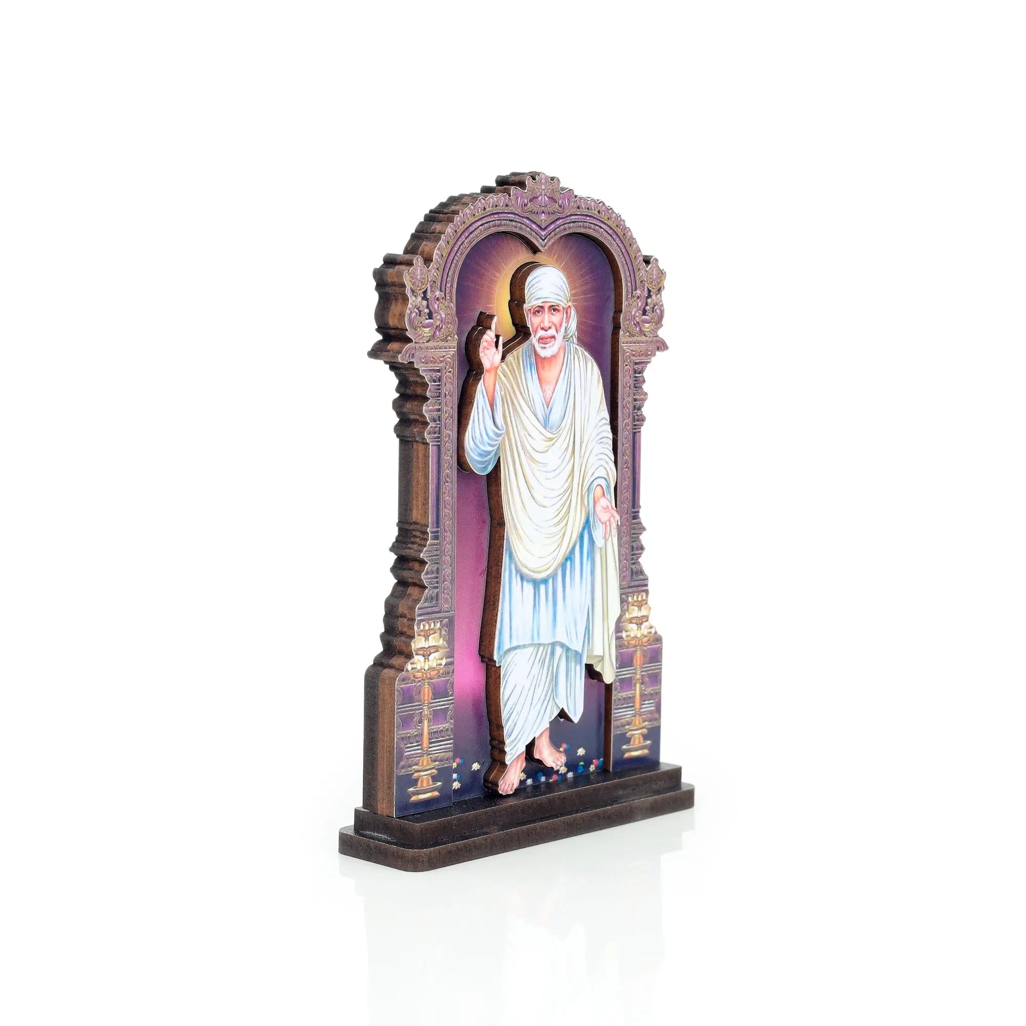 Handcrafted 3D Sai Baba Wooden Statue - Spiritual Home Decor, Pooja Room Idol, Shirdi Sai Baba Murti for Meditation and Gifting The-Laser-Art