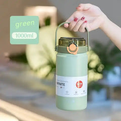 Water Bottle 1 liter with Straw and Sipper Unbreakable and Leak Proof Non-Toxic Water Bottle for Home, Office, Gym, Trekking (Green)