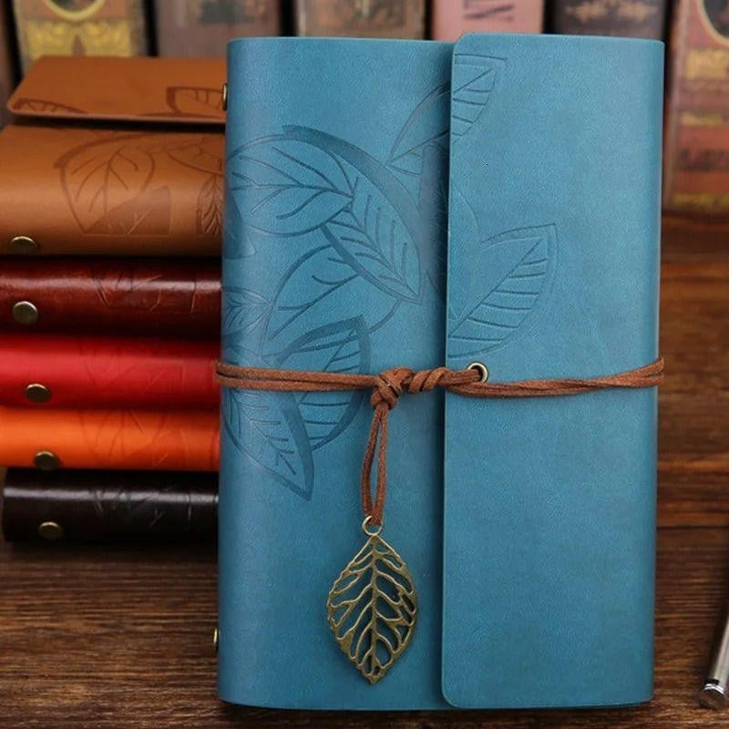 Premium Leather Diary Journal for Writing, Sketching & Travel | Flexible Cover with Antique Leaf Charm