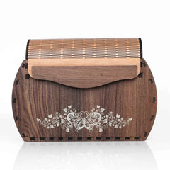 Laser Art Artisan Elegance: Handcrafted Wooden Clutches for Women - Unique Purse Designs with Lather belt for Every Occasion