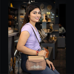 Laser Art Artisan Elegance: Handcrafted Wooden Clutches for Women - Unique Purse Designs with Lather belt for Every Occasion