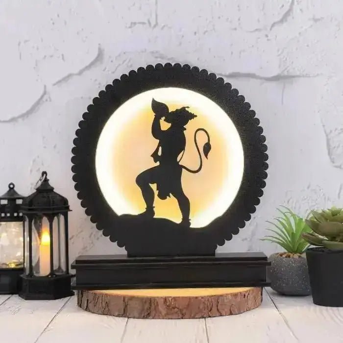 Lord Hanuman Backlit LED Lamp – Divine Home Decor for Meditation, Pooja Room, and Spiritual Ambiance - Laser art