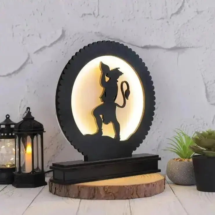 Lord Hanuman Backlit LED Lamp – Divine Home Decor for Meditation, Pooja Room, and Spiritual Ambiance - Laser art