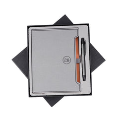 Elegant Gray Notebook with Pen Holder and Bookmark Ribbon