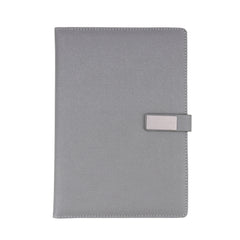 Elegant Gray Leather Notebook with Metal Clasp