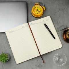 Elegant Gray Leather Notebook with Metal Clasp