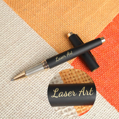 Matte Black Pen with Golden Accents and Custom Engraving by Laser Art - An Ideal Gift for the Discerning Writer or Executive