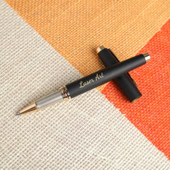 Matte Black Pen with Golden Accents and Custom Engraving by Laser Art - An Ideal Gift for the Discerning Writer or Executive