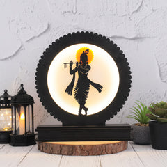 LASER ART Lord Shiva Backlit Table Lamp with Power Adapter - Spiritual MDF Wooden & Acrylic Decor Light, 8.25" H x 7.75" W, Serene Meditation Ambiance