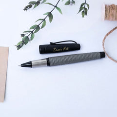 Exquisite Personalized Black Pen with Unique Textured Grip - A Thoughtful and Stylish Gift for Writers and Professionals