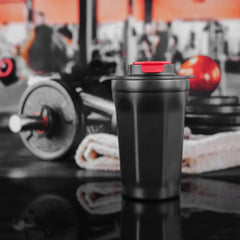 Matte Black Protein Shaker Bottle with Secure Snap Lid