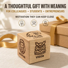 Motivational pine wooden paperweight