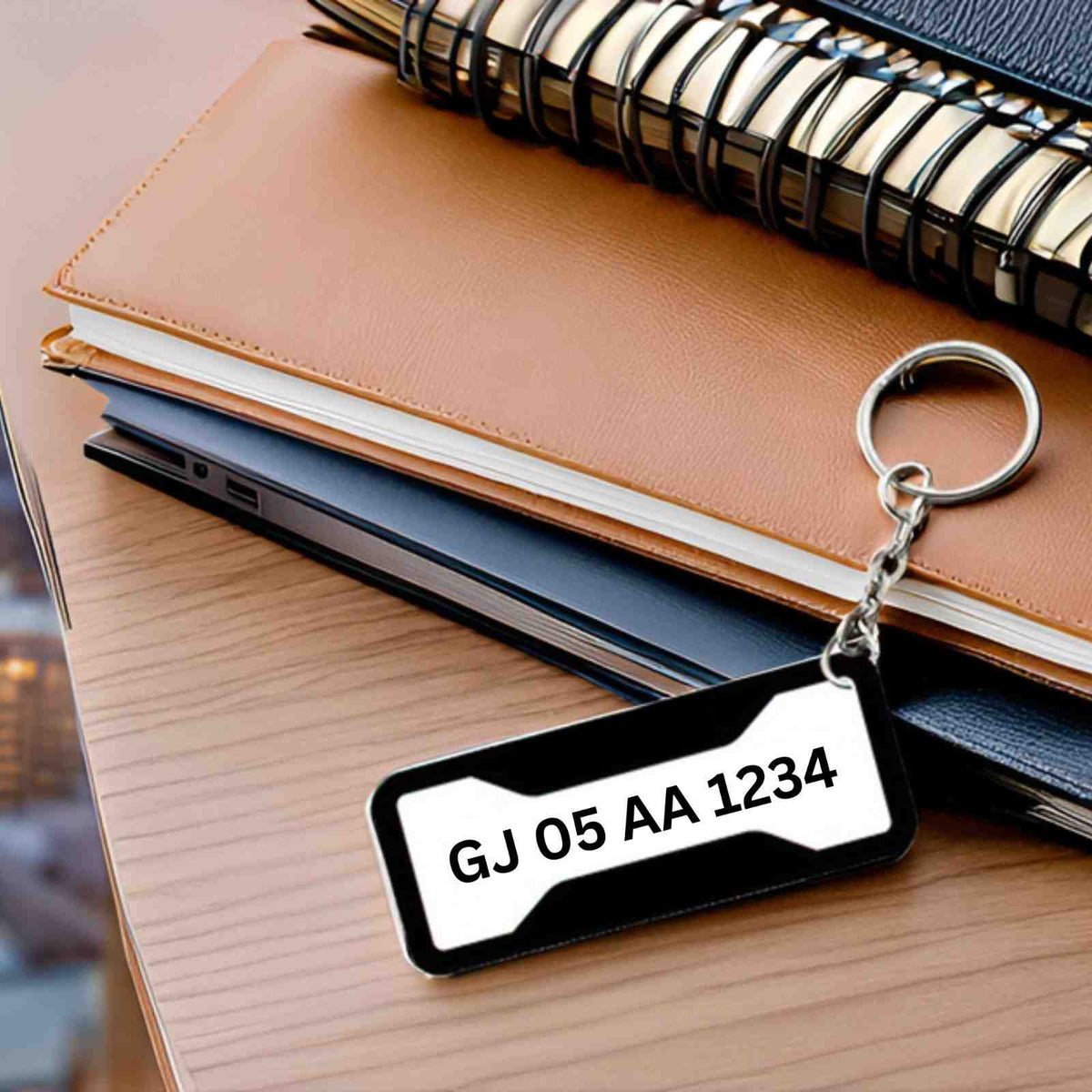 Customized Number Plate Keychain - Personalized With Your Name and Contact Number