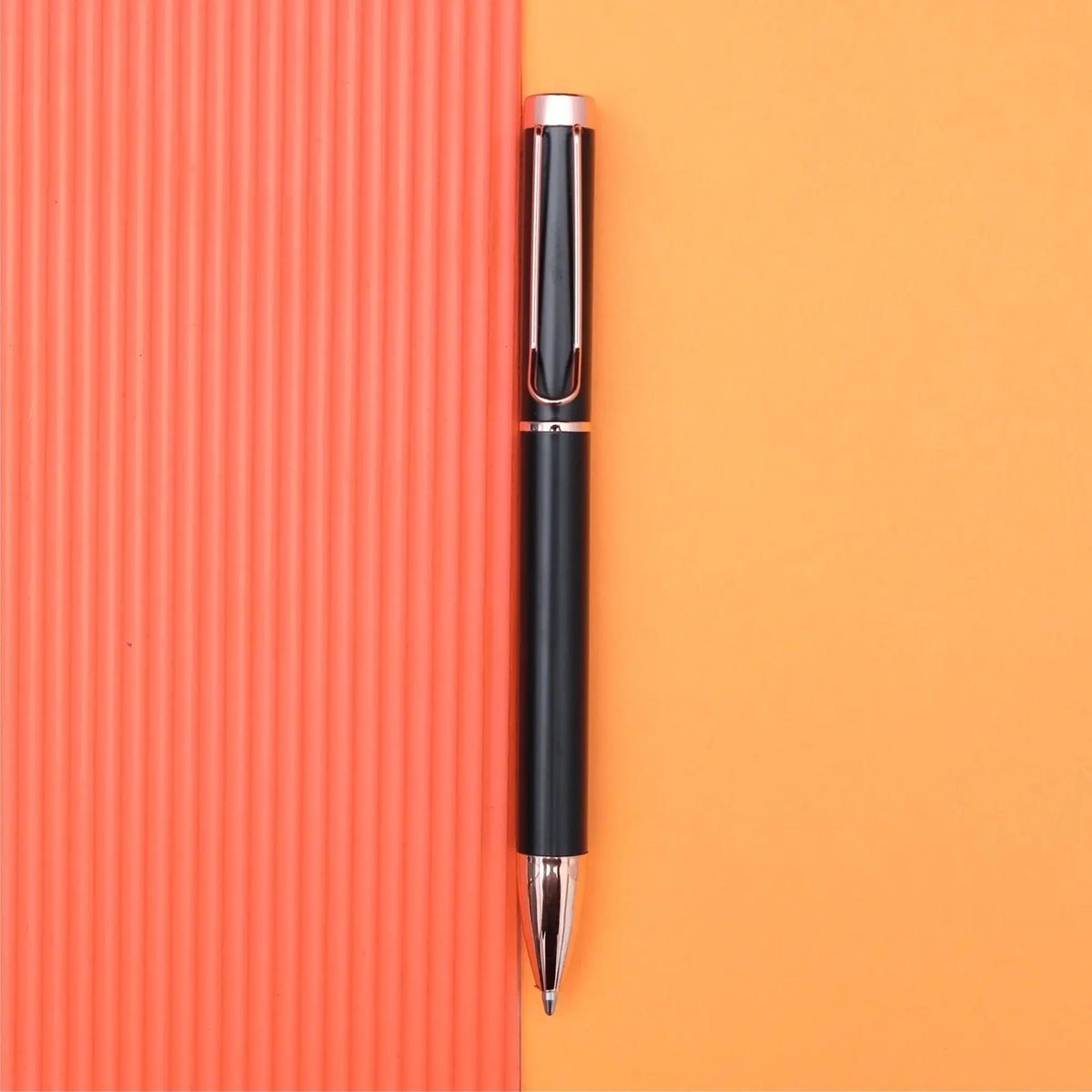 Personalized Black Pen with Orange and Rose Gold Accents - A Chic Writing Instrument for Creative Minds and Professionals