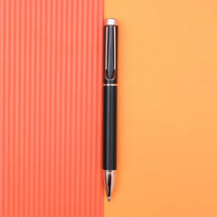 Personalized Black Pen with Orange and Rose Gold Accents - A Chic Writing Instrument for Creative Minds and Professionals