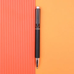 Personalized Black Pen with Orange and Rose Gold Accents - A Chic Writing Instrument for Creative Minds and Professionals