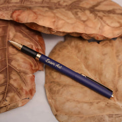 Personalized Blue Pen with Gold Trim - A Sophisticated Writing Instrument for Professional and Special Occasions