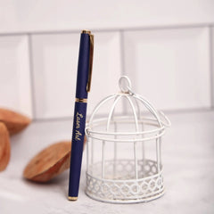 Personalized Blue Pen with Gold Trim - A Sophisticated Writing Instrument for Professional and Special Occasions