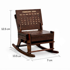 Handcrafted Wooden Rocking Chair Desk Calendar 2026 – Unique DIY Miniature Furniture Monthly Planner for Home Office Decor, Bookshelf Accessory, and Corporate Gifting – Premium Compact Wood Craft Desktop Organizer & New Year Gift