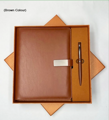 Personalized Leather Diary & Pen Gift Set | Custom Name Engraved Executive Notebook