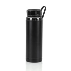 Sleek Black Stainless Steel Water Bottle with Carabiner Lid