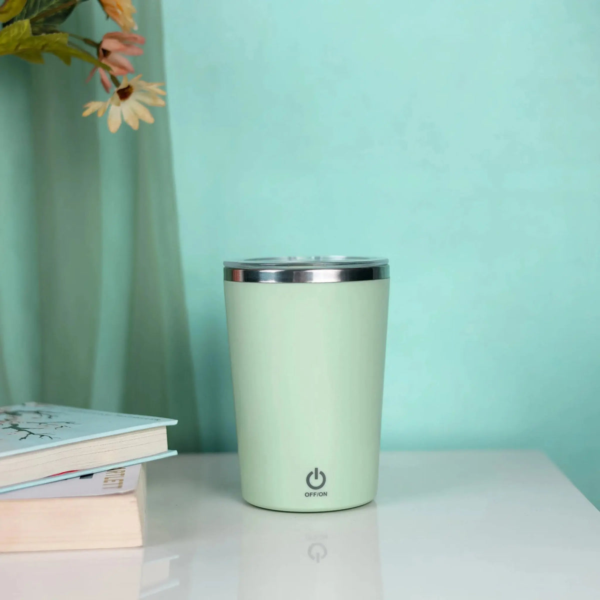 Smart Mint Green Self-Heating Travel Mug with USB Charger