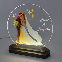 LASER ART Personalized Wedding Gift | Customized LED Acrylic Lamp for Couple | Name Engraved Table Lamp | Anniversary Gift for Husband Wife | LED Night Light for Bedroom, Living Room, Desk