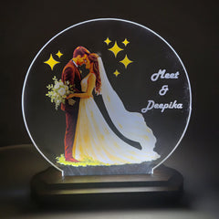 LASER ART Personalized Wedding Gift | Customized LED Acrylic Lamp for Couple | Name Engraved Table Lamp | Anniversary Gift for Husband Wife | LED Night Light for Bedroom, Living Room, Desk