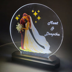 LASER ART Personalized Wedding Gift | Customized LED Acrylic Lamp for Couple | Name Engraved Table Lamp | Anniversary Gift for Husband Wife | LED Night Light for Bedroom, Living Room, Desk