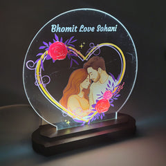 LASER ART Personalized Couple LED Night Lamp | Custom Engraved Acrylic Table Lamp with Name for Bedroom Décor | Romantic Gift for Anniversary, Wedding, Valentine | USB Powered Night Light