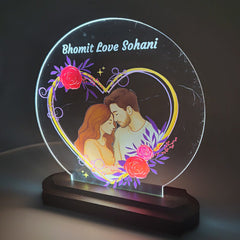 LASER ART Personalized Couple LED Night Lamp | Custom Engraved Acrylic Table Lamp with Name for Bedroom Décor | Romantic Gift for Anniversary, Wedding, Valentine | USB Powered Night Light