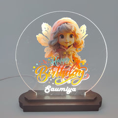 LASER ART Personalized LED Birthday Lamp for Kids | Engraved Acrylic Night Light with Name & Cartoon Design | Customized Gift Table Lamp for Bedroom, Study Desk, Living Room & Party Decor