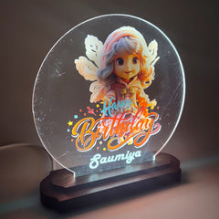 LASER ART Personalized LED Birthday Lamp for Kids | Engraved Acrylic Night Light with Name & Cartoon Design | Customized Gift Table Lamp for Bedroom, Study Desk, Living Room & Party Decor