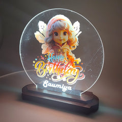 LASER ART Personalized LED Birthday Lamp for Kids | Engraved Acrylic Night Light with Name & Cartoon Design | Customized Gift Table Lamp for Bedroom, Study Desk, Living Room & Party Decor