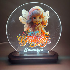 LASER ART Personalized LED Birthday Lamp for Kids | Engraved Acrylic Night Light with Name & Cartoon Design | Customized Gift Table Lamp for Bedroom, Study Desk, Living Room & Party Decor