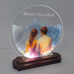 LASER ART Personalized LED Night Lamp | Engraved Acrylic Table Lamp for Bedroom, Study Desk, Office | Customized Gift for Couples | Unique LED Lamp for Living Room, Study Room & Décor