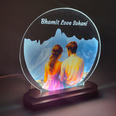 LASER ART Personalized LED Night Lamp | Engraved Acrylic Table Lamp for Bedroom, Study Desk, Office | Customized Gift for Couples | Unique LED Lamp for Living Room, Study Room & Décor