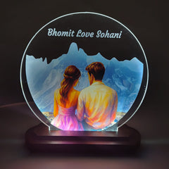 LASER ART Personalized LED Night Lamp | Engraved Acrylic Table Lamp for Bedroom, Study Desk, Office | Customized Gift for Couples | Unique LED Lamp for Living Room, Study Room & Décor