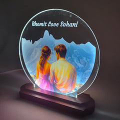 LASER ART Personalized LED Night Lamp | Engraved Acrylic Table Lamp for Bedroom, Study Desk, Office | Customized Gift for Couples | Unique LED Lamp for Living Room, Study Room & Décor