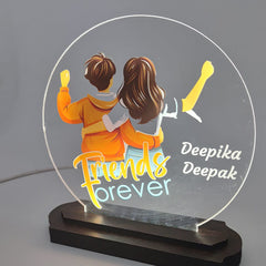 LASER ART Customized LED Acrylic Night Lamp for Friends | Personalized Gift with Names | Friends Forever Theme | Decorative Table Lamp for Birthday, Friendship Day, Best Friend