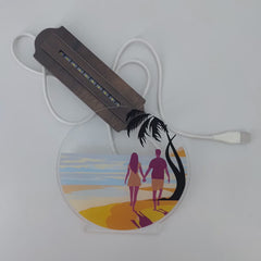 LASER ART Personalized LED Acrylic Night Lamp | Beach Theme Couple Table Light | Customized Romantic Gift for Anniversary, Bedroom, Living Room & Valentine's Day